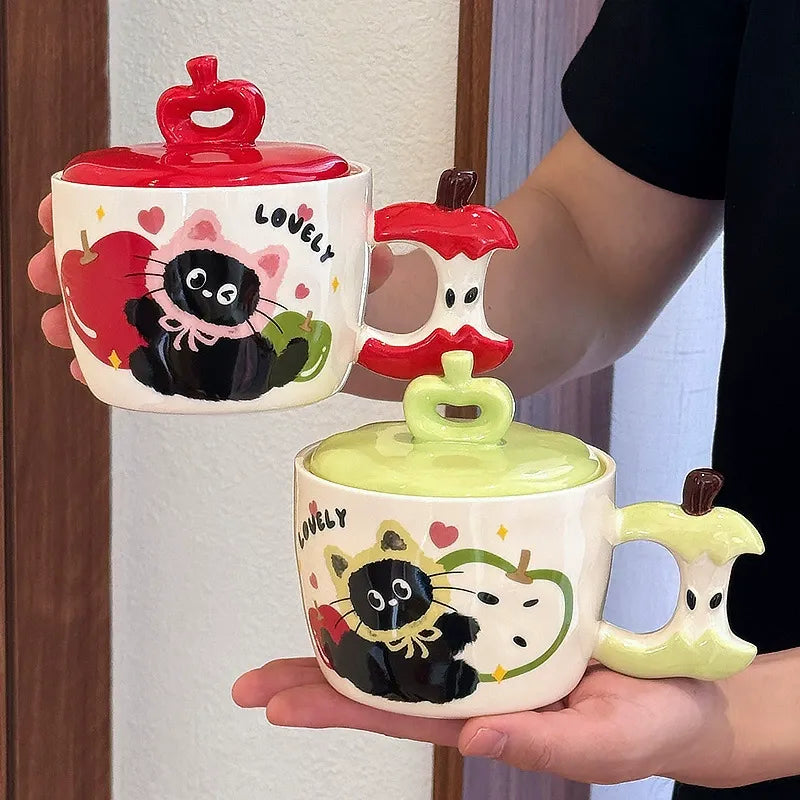 Tasse en céramique motif Chat Pomme Verte