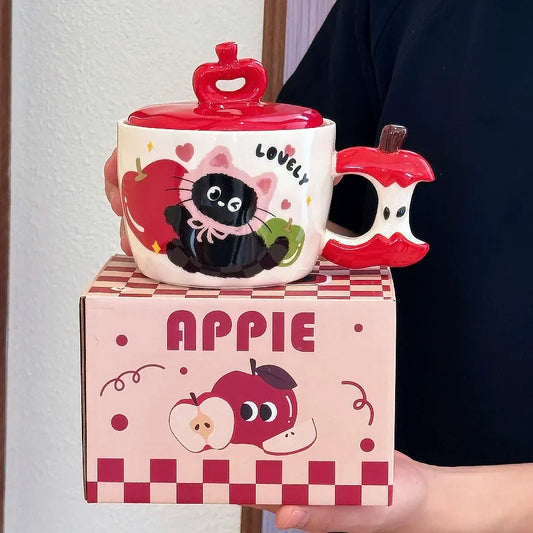 Tasse en céramique motif Chat Pomme Rouge