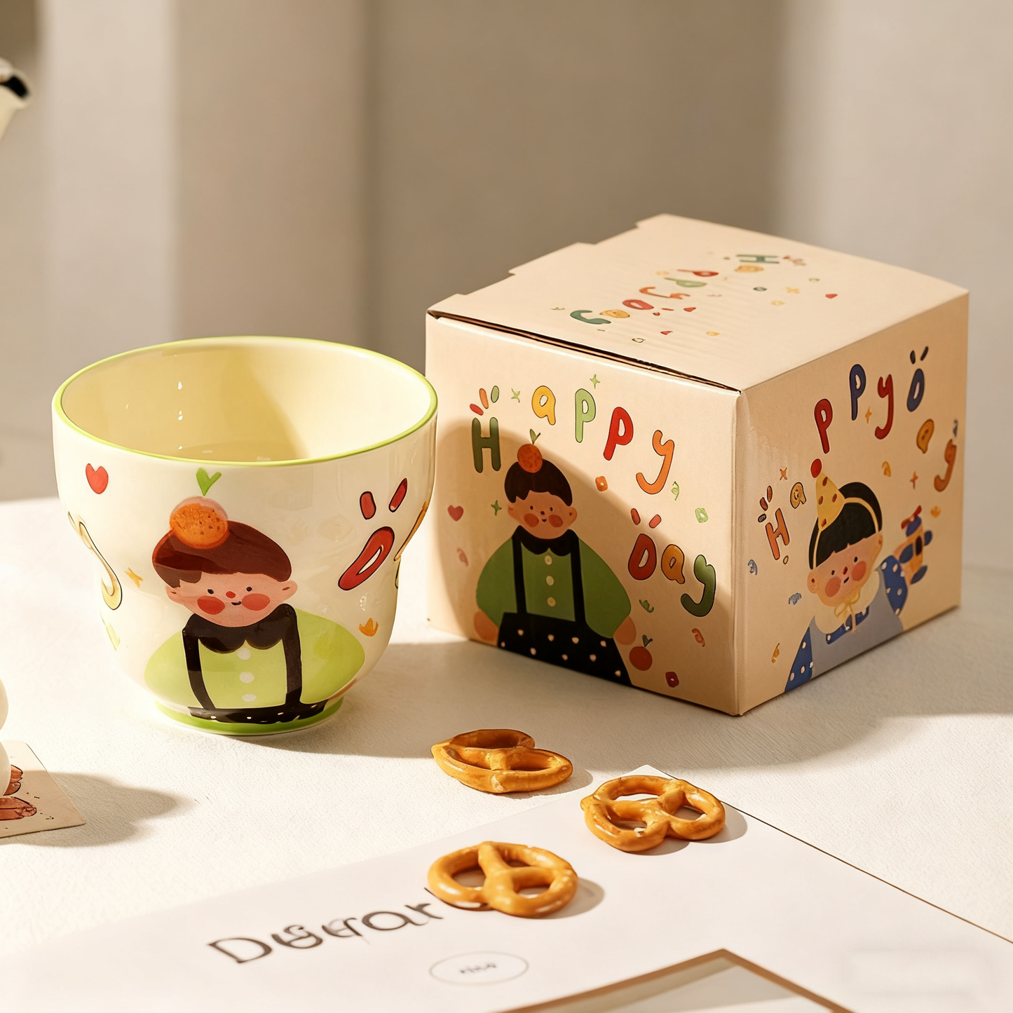 Tasse en céramique motif Garçon en tenue verte