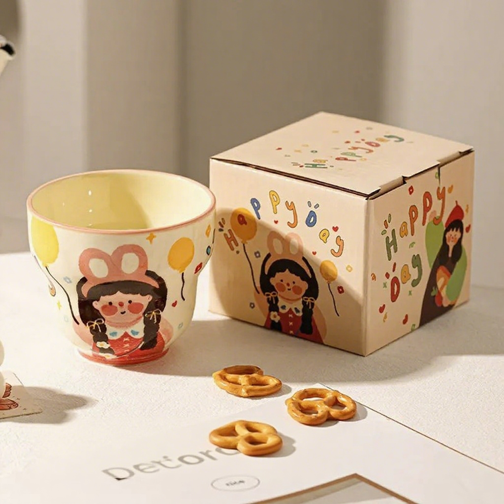 Tasse en céramique motif Fille avec serre-tête lapin