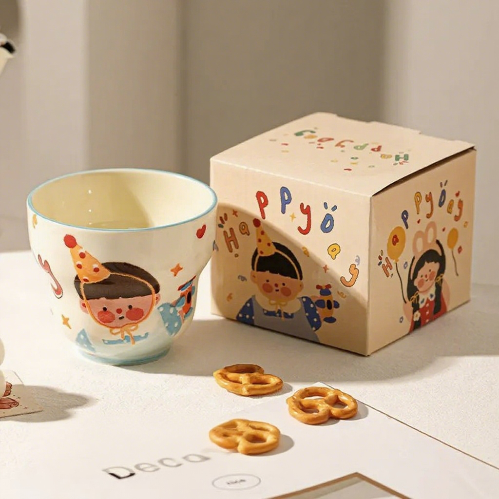 Tasse en céramique motif Garçon en tenue bleue