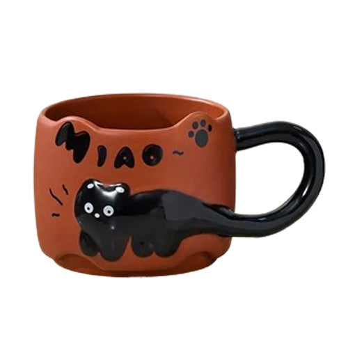 Tasse chat marron en céramique – Forme de chat