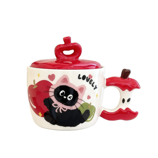 Tasse en céramique motif Chat Pomme Rouge