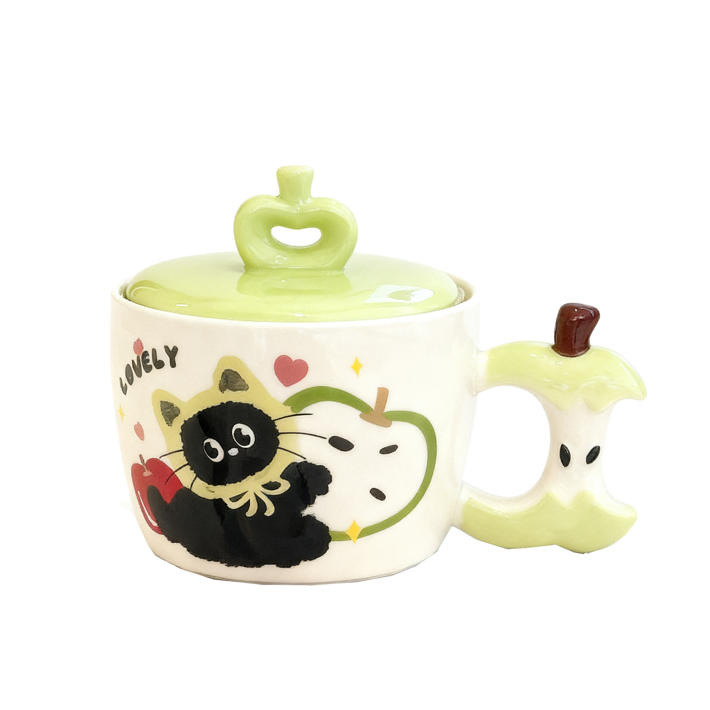 Tasse en céramique motif Chat Pomme Verte