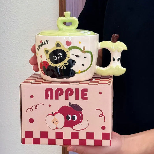 Tasse en céramique motif Chat Pomme Verte
