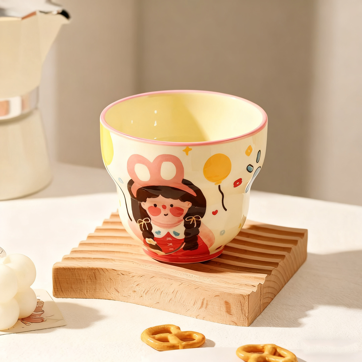Tasse en céramique motif Fille avec serre-tête lapin